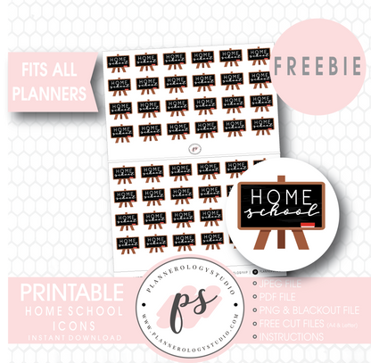 Home School Icons Digital Printable Planner Stickers (Freebie) - Plannerologystudio