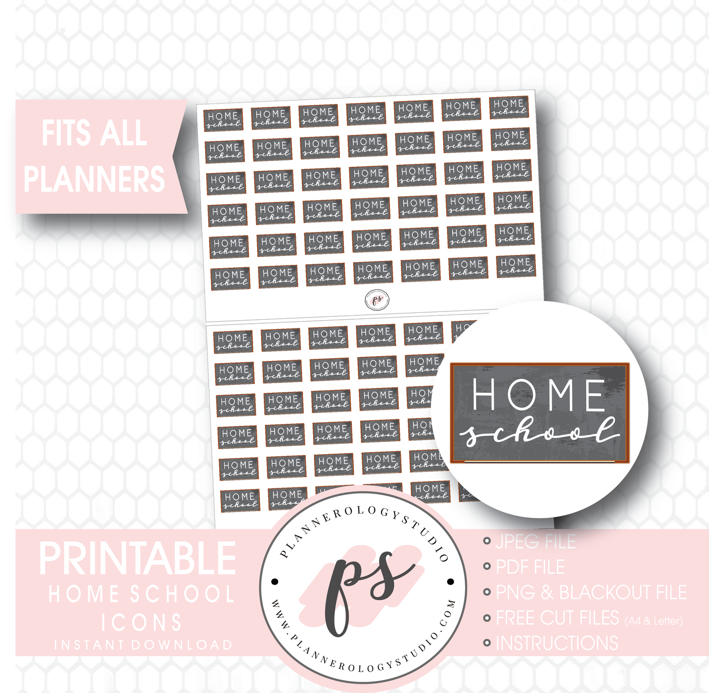 Home School Icons Digital Printable Planner Stickers - Plannerologystudio