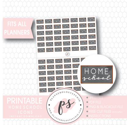 Home School Icons Digital Printable Planner Stickers - Plannerologystudio
