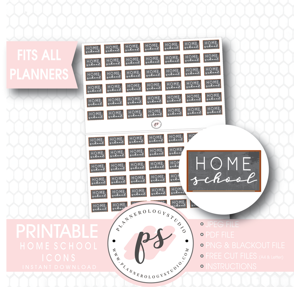 School Supplies Printable Stickers, Png Files