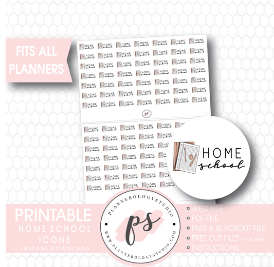 Home School Icons Digital Printable Planner Stickers - Plannerologystudio
