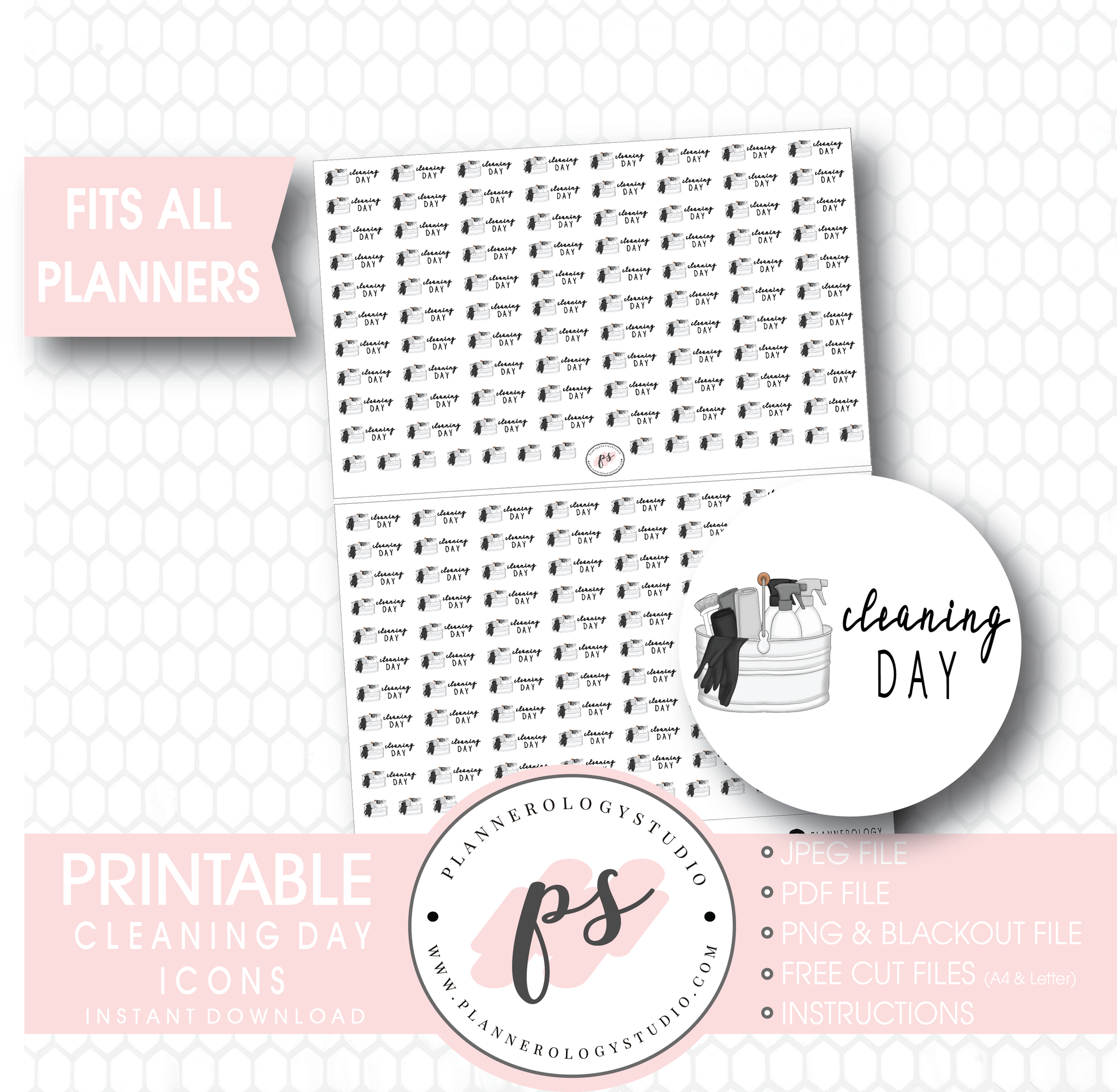 Cleaning Day Icons Digital Printable Planner Stickers - Plannerologystudio