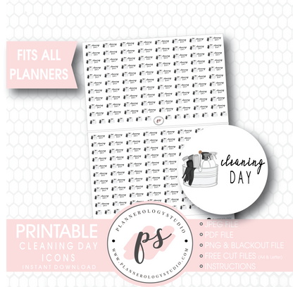 Cleaning Day Icons Digital Printable Planner Stickers - Plannerologystudio