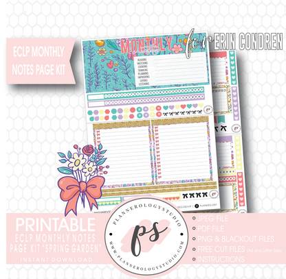 Spring Garden Monthly Notes Page Kit Digital Printable Planner Stickers (for use with ECLP) - Plannerologystudio