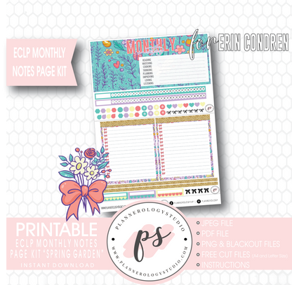 Spring Garden Monthly Notes Page Kit Digital Printable Planner Stickers (for use with ECLP) - Plannerologystudio