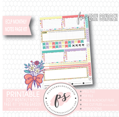 Spring Garden Monthly Notes Page Kit Digital Printable Planner Stickers (for use with ECLP) - Plannerologystudio