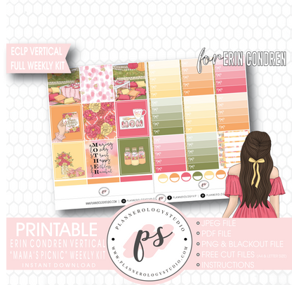Mama's Picnic (Mother's Day) Full Weekly Kit Printable Planner Stickers (for use with ECLP Vertical) - Plannerologystudio