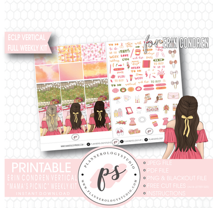 Mama's Picnic (Mother's Day) Full Weekly Kit Printable Planner Stickers (for use with ECLP Vertical) - Plannerologystudio