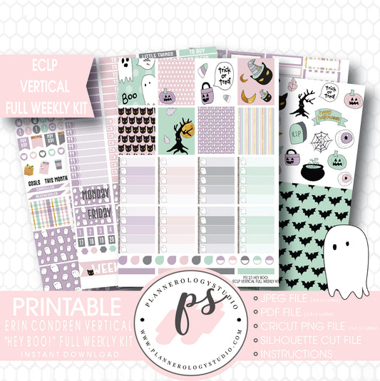 Hey Boo! Full Weekly Kit Printable Planner Stickers (for use with ECLP Vertical) - Plannerologystudio