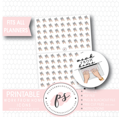 Work From Home Icons Digital Printable Planner Stickers - Plannerologystudio