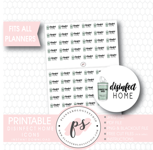 Disinfect Home Icons Digital Printable Planner Stickers - Plannerologystudio