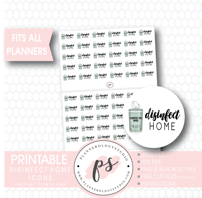 Disinfect Home Icons Digital Printable Planner Stickers - Plannerologystudio