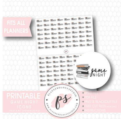 Game Night Icons Digital Printable Planner Stickers - Plannerologystudio