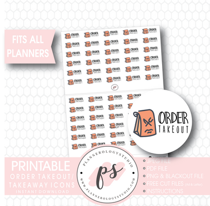Order Takeout/Takeaway Icons Digital Printable Planner Stickers - Plannerologystudio