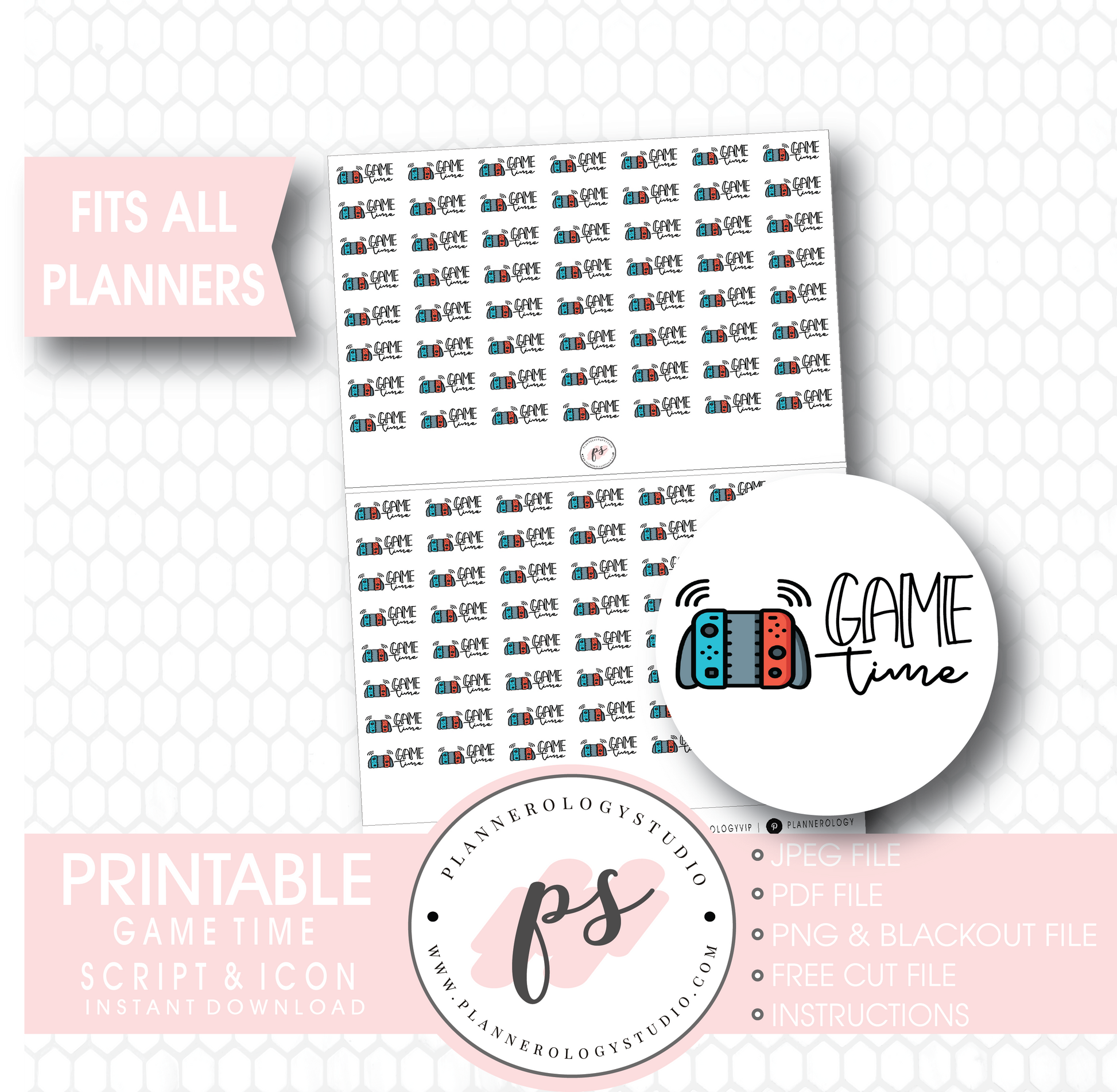 Nintendo Switch Game Time Bujo Script & Icon Digital Printable Planner Stickers - Plannerologystudio