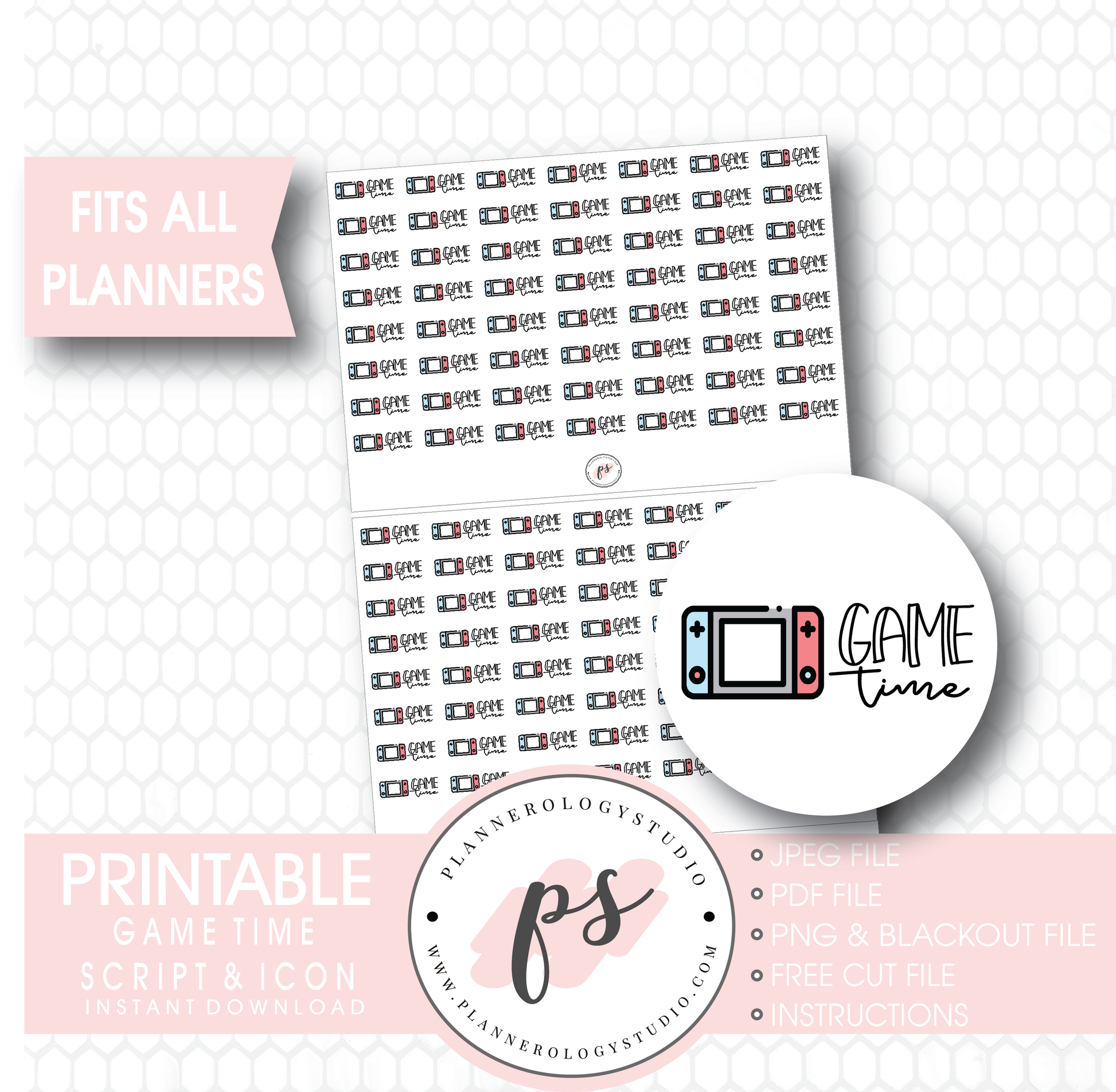 Nintendo Switch Game Time Bujo Script & Icon Digital Printable Planner Stickers - Plannerologystudio