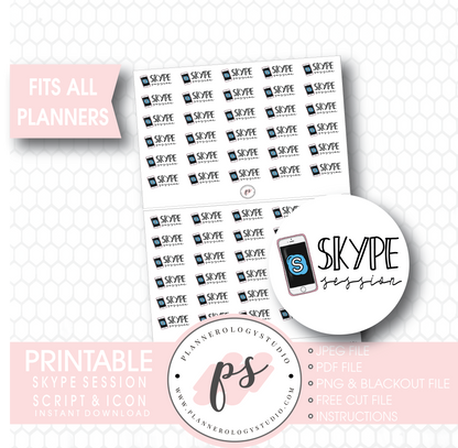 Skype Session Bujo Script & Icon Digital Printable Planner Stickers - Plannerologystudio