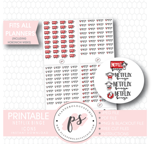 Various Netflix Binge Script & Icons Digital Printable Planner Stickers - Plannerologystudio