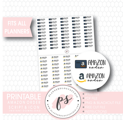 Amazon Order Bujo Script & Icon Digital Printable Planner Stickers - Plannerologystudio