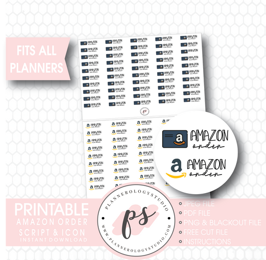 Amazon Order Bujo Script & Icon Digital Printable Planner Stickers - Plannerologystudio