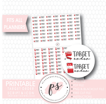 Target Order Bujo Script & Icon Digital Printable Planner Stickers - Plannerologystudio
