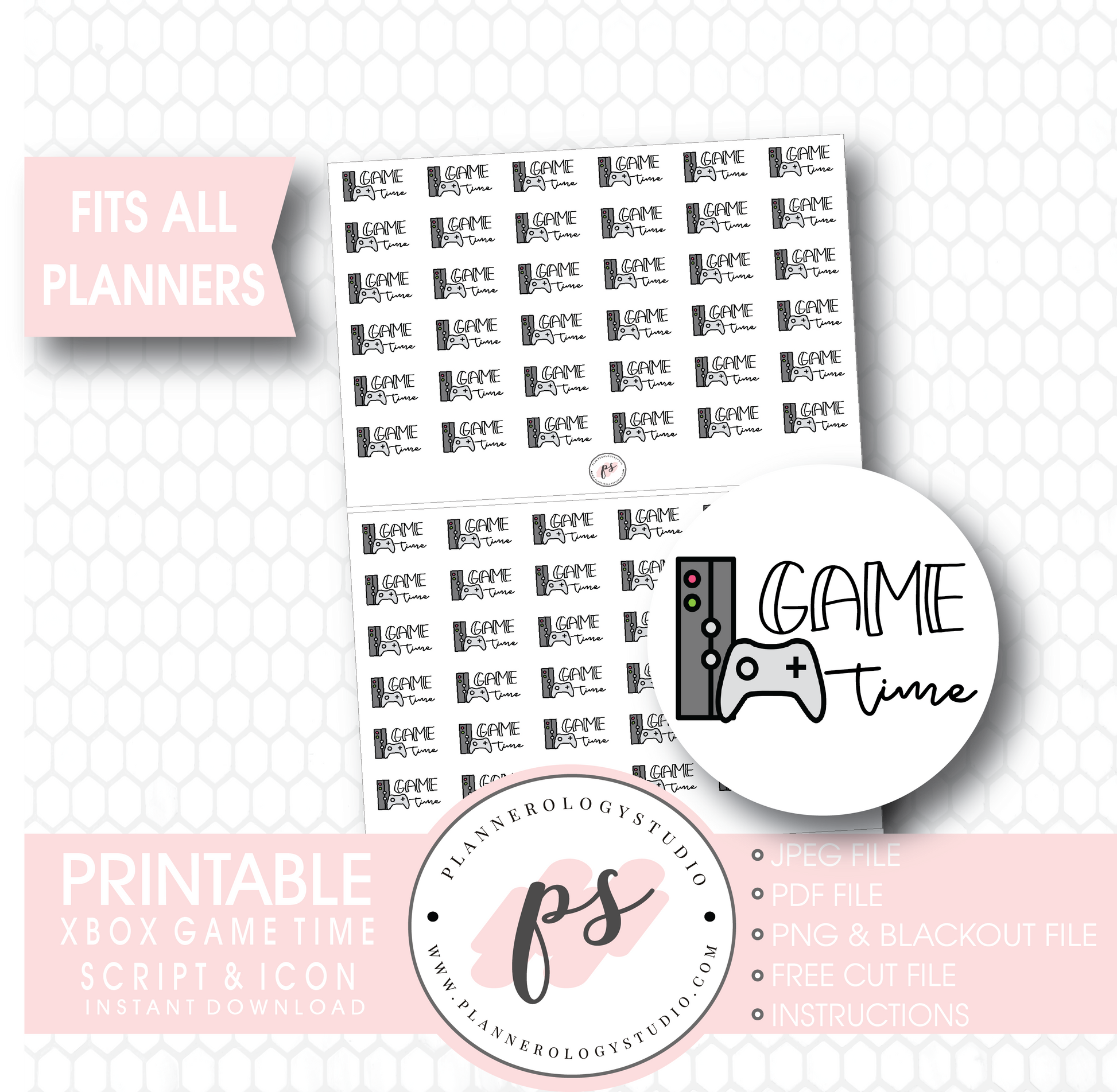 Xbox Game Time Bujo Script & Icon Digital Printable Planner Stickers - Plannerologystudio