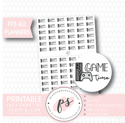 Xbox Game Time Bujo Script & Icon Digital Printable Planner Stickers - Plannerologystudio