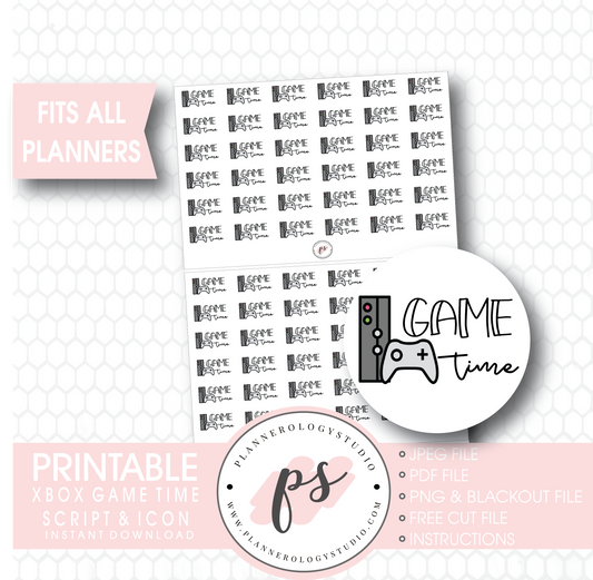 Xbox Game Time Bujo Script & Icon Digital Printable Planner Stickers - Plannerologystudio