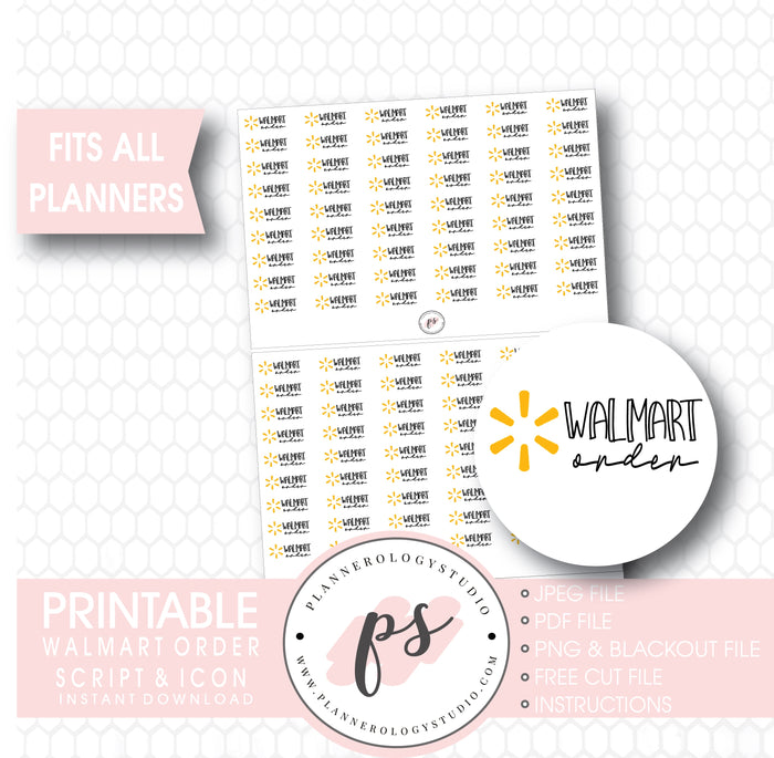 Walmart Order Bujo Script & Icon Digital Printable Planner Stickers - Plannerologystudio