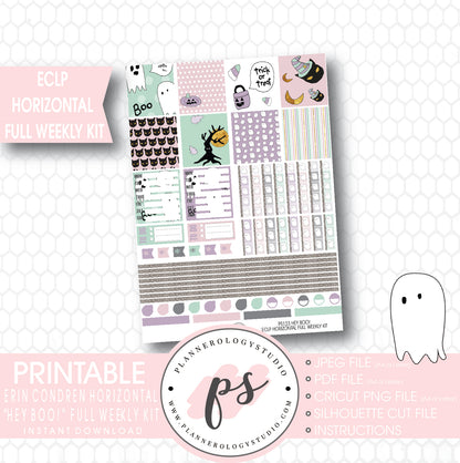 Hey Boo! Full Weekly Kit Printable Planner Stickers (for use with ECLP Horizontal) - Plannerologystudio
