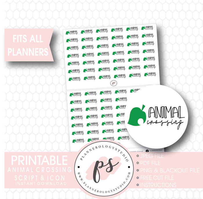 Animal Crossing Bujo Script & Icon Digital Printable Planner Stickers - Plannerologystudio