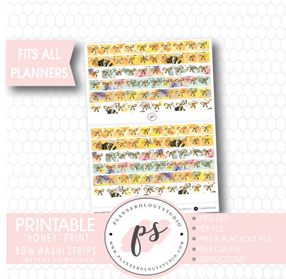 Honey Pattern Bow Icon Washi Strip Digital Printable Planner Stickers - Plannerologystudio