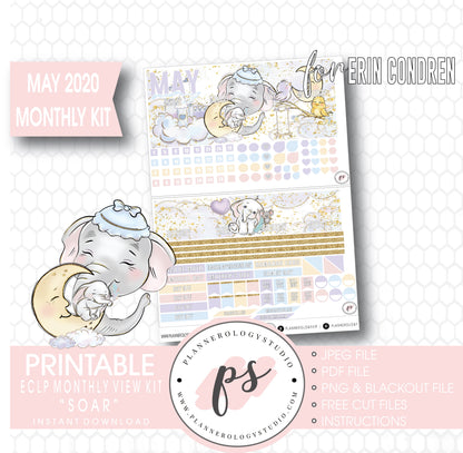 Soar (Dumbo Inspired) May 2020 Monthly View Kit Digital Printable Planner Stickers (for use with Erin Condren) - Plannerologystudio