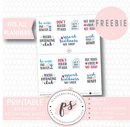 Quarantine Motivational Quotes Digital Printable Planner Stickers (Freebie) - Plannerologystudio