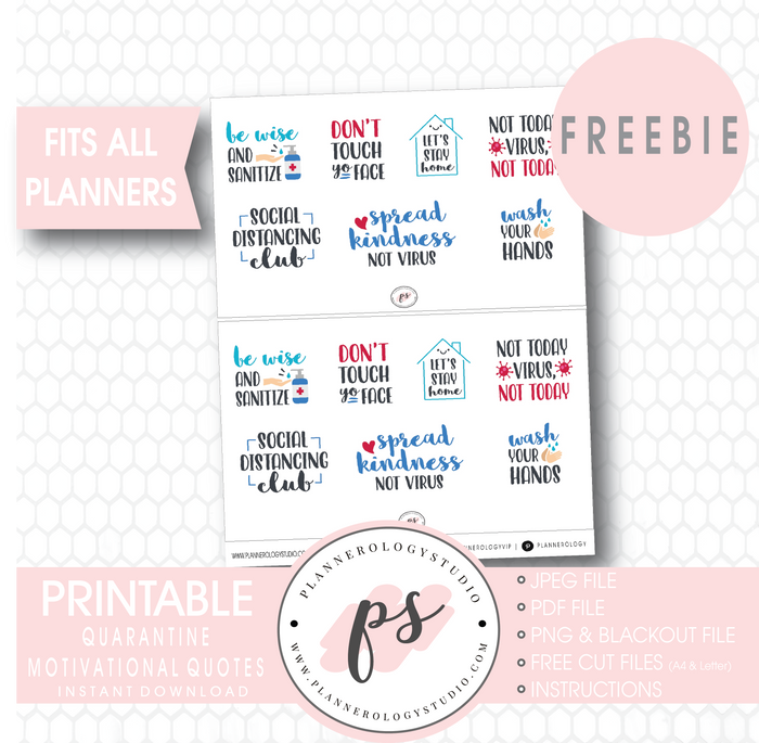 Quarantine Motivational Quotes Digital Printable Planner Stickers (Freebie) - Plannerologystudio