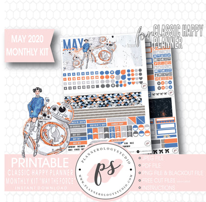May the Force (Star Wars) May 2020 Monthly View Kit Digital Printable Planner Stickers (for use with Classic Happy Planner) - Plannerologystudio