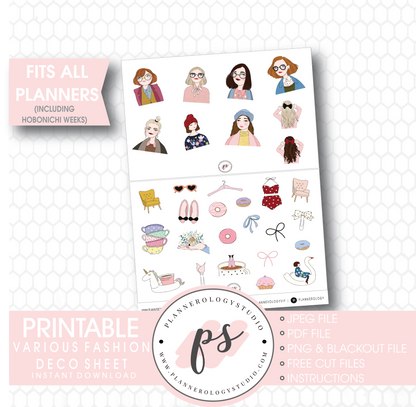 Fashion Girls Clipart Deco Sheet Digital Printable Planner Stickers - Plannerologystudio