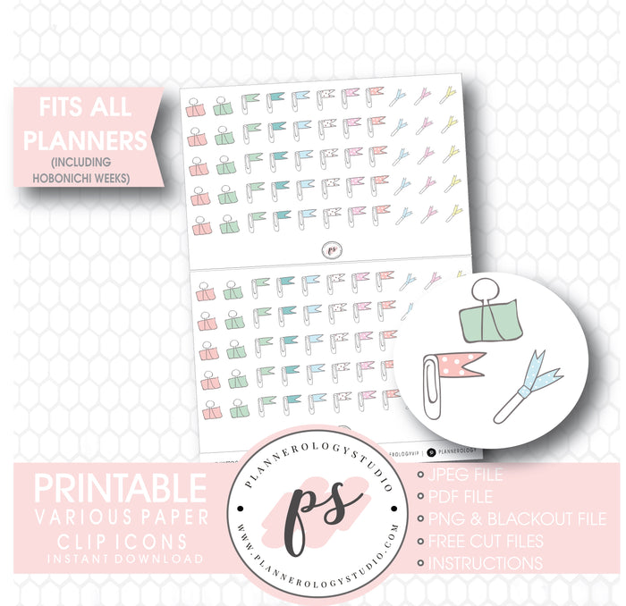 Various Decorative Paperclip Icons Digital Printable Planner Stickers - Plannerologystudio