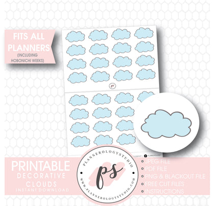 Decorative Clouds Digital Printable Planner Stickers