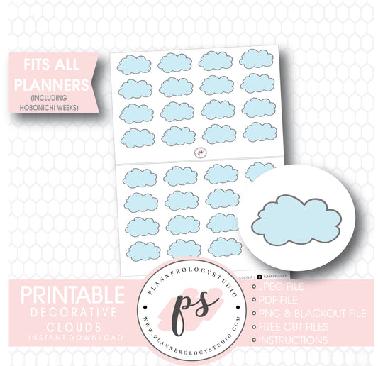 Decorative Clouds Digital Printable Planner Stickers