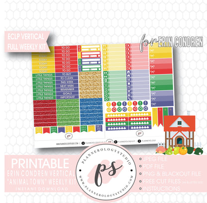 Animal Town (Animal Crossing Inspired) Full Weekly Kit Printable Planner Digital Stickers (for use with Erin Condren Vertical) - Plannerologystudio