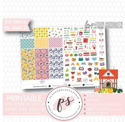 Animal Town (Animal Crossing Inspired) Full Weekly Kit Printable Planner Digital Stickers (for use with Erin Condren Vertical) - Plannerologystudio