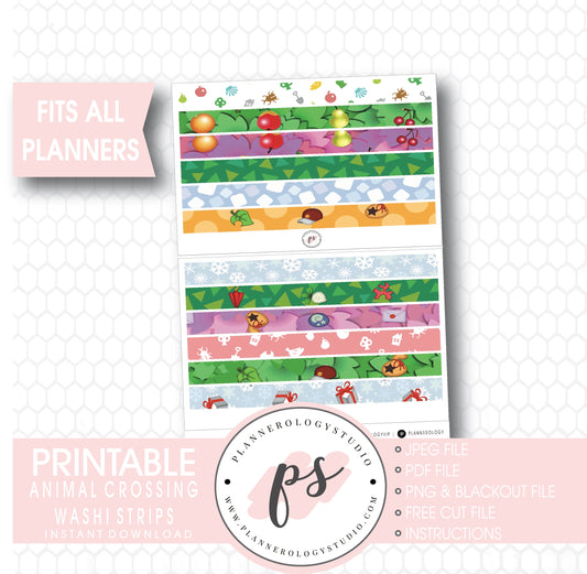 Animal Crossing Washi Strip Digital Printable Planner Stickers - Plannerologystudio