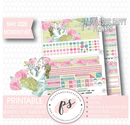 Mama & Me (Mother's Day) May 2020 Monthly View Kit Digital Printable Planner Stickers (for use with Classic Happy Planner) - Plannerologystudio