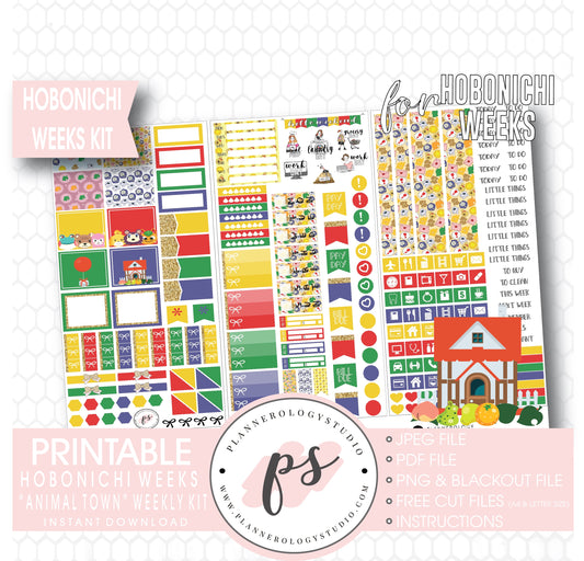 Animal Town (Animal Crossing Inspired) Weekly Kit Printable Digital Planner Stickers (for use with Hobonichi Weeks) - Plannerologystudio