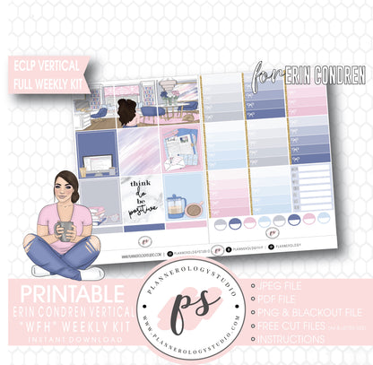 WFH (Work From Home) Full Weekly Kit Printable Planner Digital Stickers (for use with Erin Condren Vertical) - Plannerologystudio