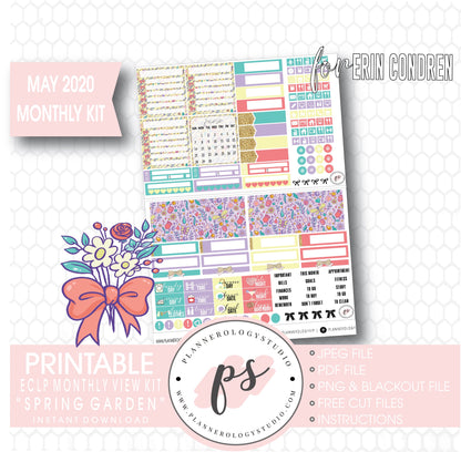 Spring Garden May 2020 Monthly View Kit Digital Printable Planner Stickers (for use with Erin Condren) - Plannerologystudio