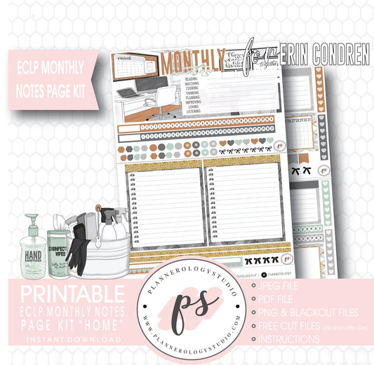 Home Monthly Notes Page Kit Digital Printable Planner Stickers (for use with ECLP) - Plannerologystudio