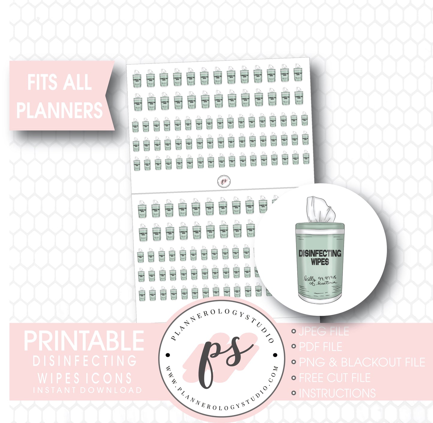 Disinfecting Wipes Icons Digital Printable Planner Stickers - Plannerologystudio