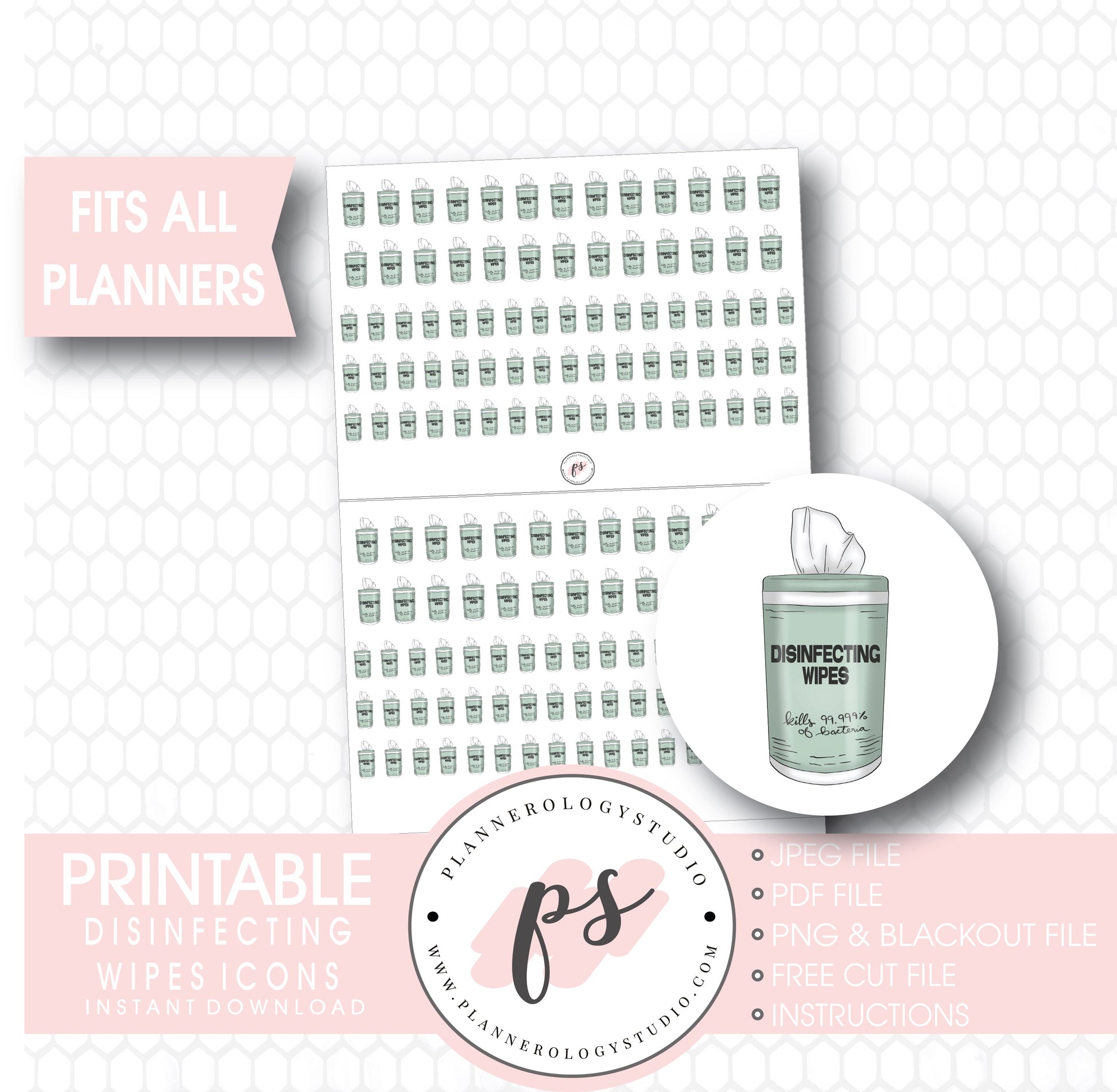 Disinfecting Wipes Icons Digital Printable Planner Stickers - Plannerologystudio